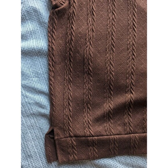 Boutique Dazy Dark Chocate Brown Cable Knit V-Neck Sleeveless Sweater Vest M - Picture 4 of 8